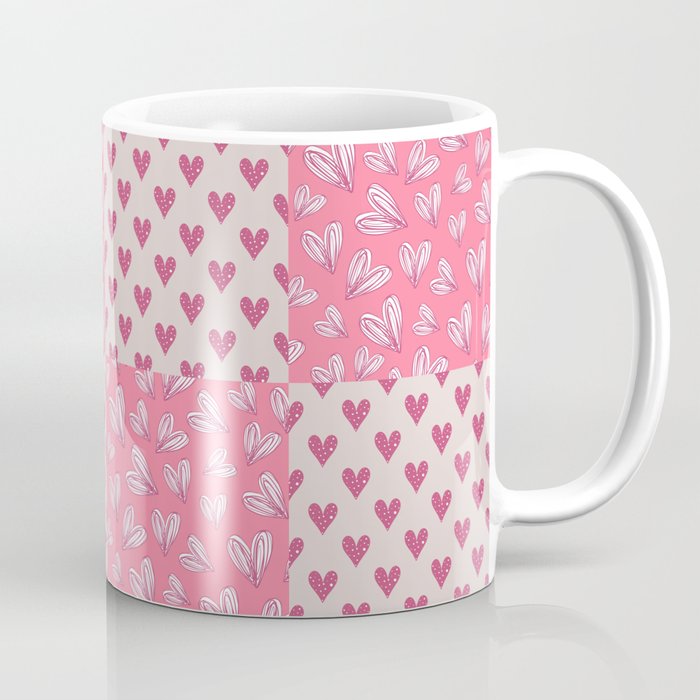 Quilted Hearts Granny Squares Valentines Day Anniversary Pattern  Coffee Mug