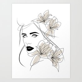 Woman with Flowers #1 Art Print