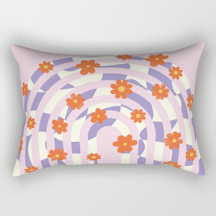 Retro Daisy Flowers on Arches Rectangular Pillow