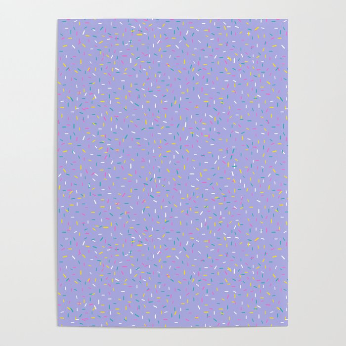 Colorful Sprinkles Small-Scale Pattern on Lavender Background  Poster