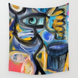 Creature With Flower Neo Expressionism Art Wall Tapestry