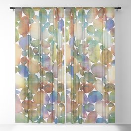 Abstract Iridescent Pebbles Sheer Curtain