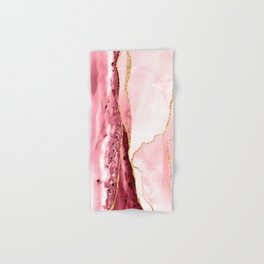 Pink And Gold Marble Waves Hand & Bath Towel