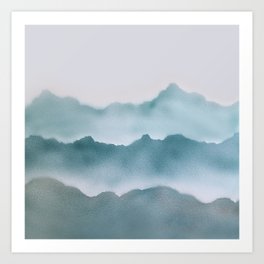 Calm Misty blue Mountains Art Print