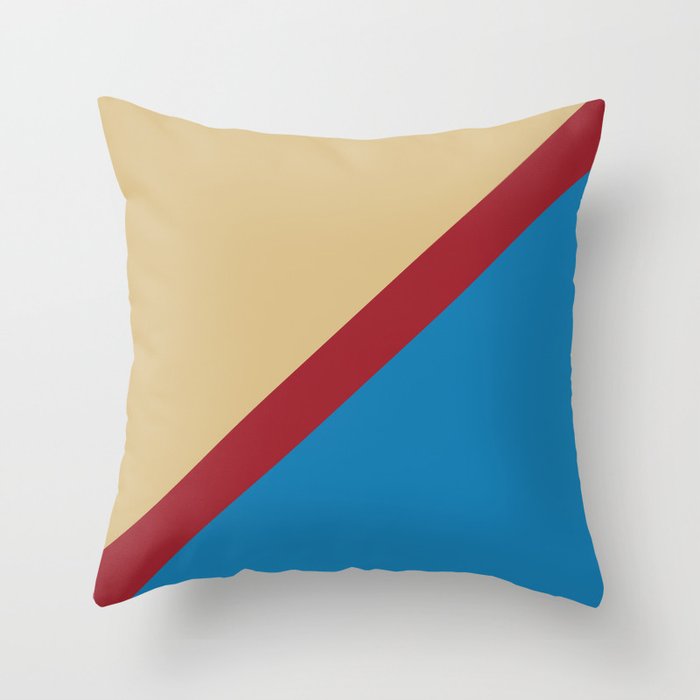 Blue Beige Red Diagonal Stripe Pattern Rustoleum 2021 Color of the Year Satin Paprika & Accents Throw Pillow