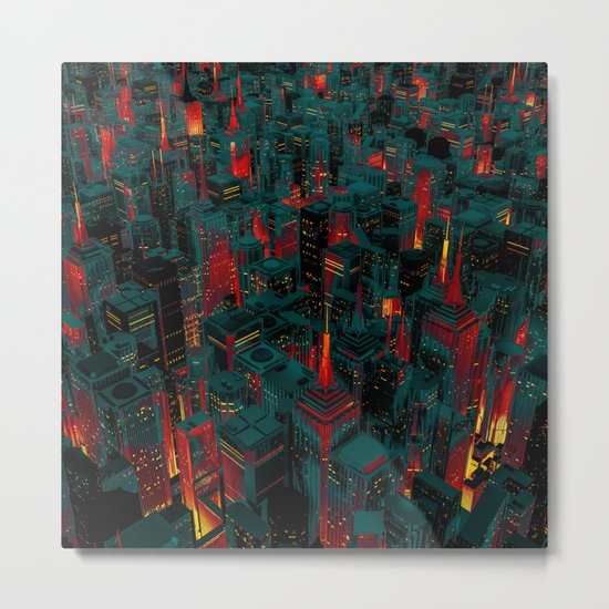 Night city glow cartoon Metal Print