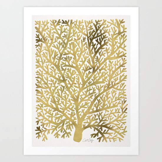 Gold Fan Coral Art Print