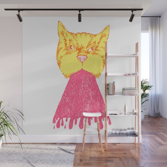 Pink Cat Vomit Wall Mural By Chaparralia Society6