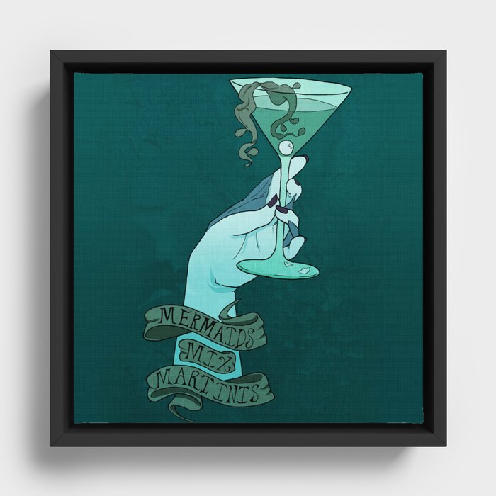 Mermaid Martinis Framed Canvas