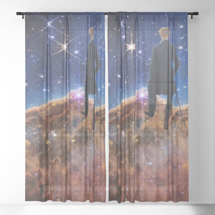Wanderer above a Sea of Stars Sheer Curtain