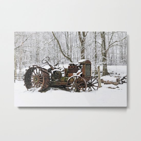 Steel and Snow Metal Print
