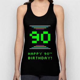 [ Thumbnail: 90th Birthday - Nerdy Geeky Pixelated 8-Bit Computing Graphics Inspired Look Tank Top ]