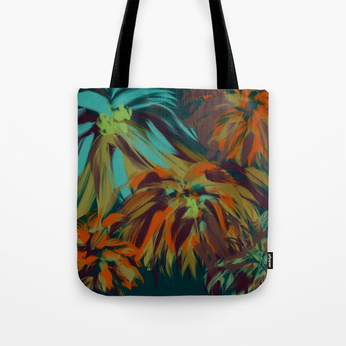 Fancy Flowers No2 - teal and red Tote Bag