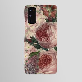 Vintage & Shabby Chic Pink Dark Floral Roses Lilacs Flowers Watercolor Pattern Android Case