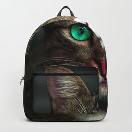 Spectacular Astonishing Glowing Green Eyes Cat Ultra HD Backpack