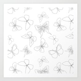butterflies - one line pattern Art Print