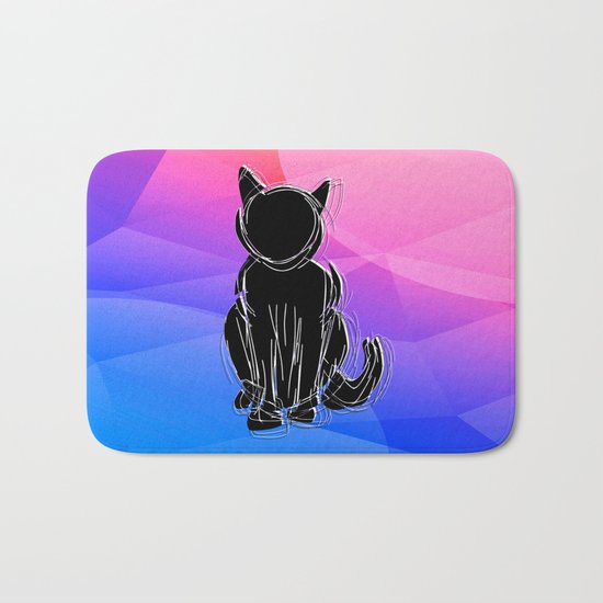 Black Cat - geometric background Bath Mat