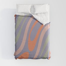 Wavy Loops Retro Abstract Pattern in Periwinkle, Orange, Celadon, and Blush Duvet Cover