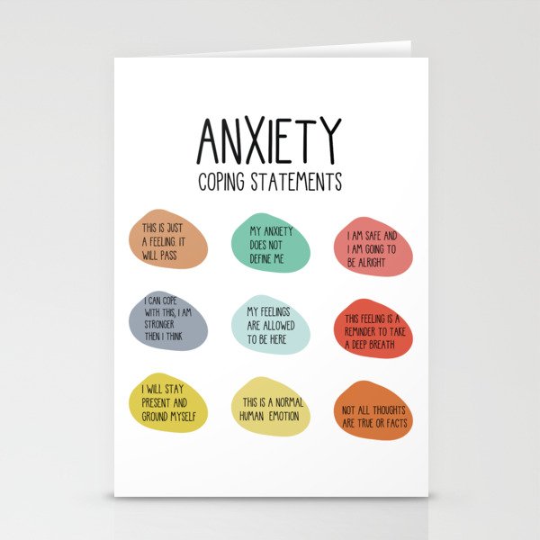 Anxiety Coping Statements Anxiety Help Management Mental Health Self Care Anxiety Relief Self Help  Stationery Cards