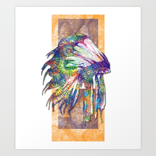 colorful mandala headdress Art Print