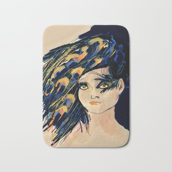 Peacock Girl Variation 1 Bath Mat