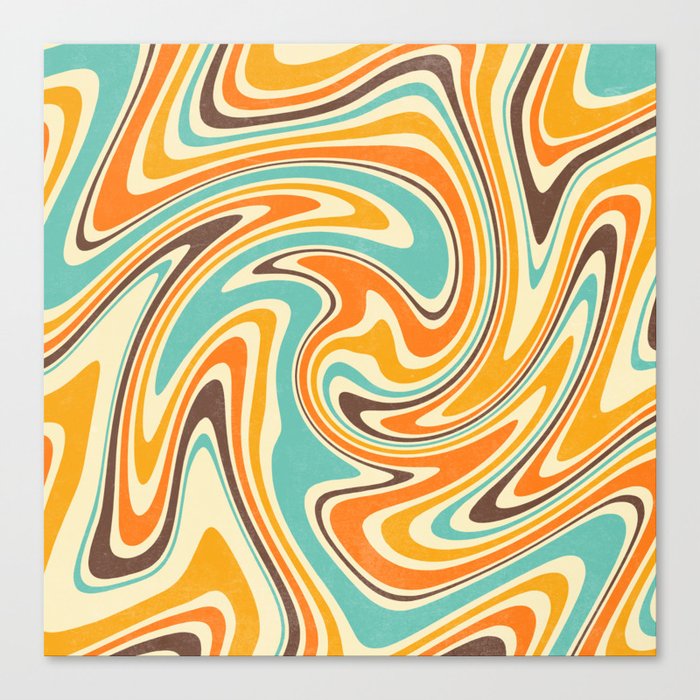 Groovie Retro 70s Swirl Spiral Colorful Canvas Print