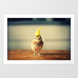 Chick Wearing A Pointy Yellow Hat Art Print