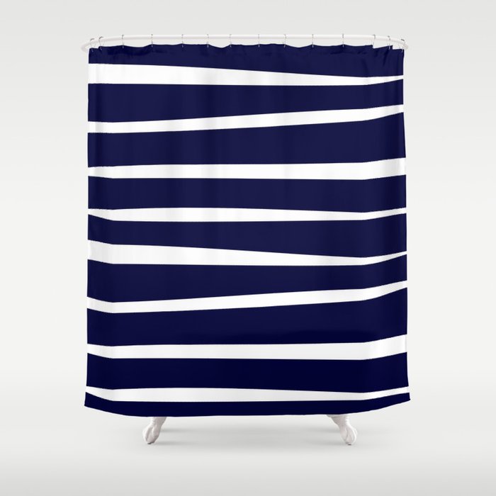 Blue- White- Stripe - Stripes - Marine - Maritime - Navy - Sea - Beach - Summer - Sailor 4 Shower Curtain