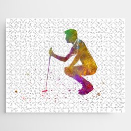 Golf player in watercolor 12 Jigsaw Puzzle