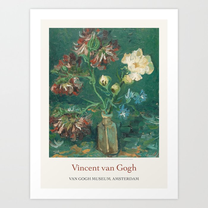 Vincent Van Gogh Bottle Flowers Peonies Delphiniums 1886 Art Exhibition Print Art Print