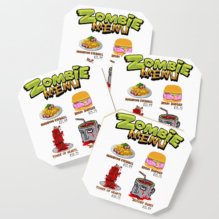 Zombie Menu Funny Halloween Dishes For Zombie Lover Light Coaster By Superdesign Society6