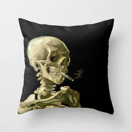 Vincent van Gogh - Skull of a Skeleton with Burning Cigarette Throw Pillow