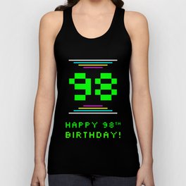[ Thumbnail: 98th Birthday - Nerdy Geeky Pixelated 8-Bit Computing Graphics Inspired Look Tank Top ]