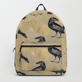 Vintage Crow Backpack | Gothic, Birds, Graphicdesign, Blackraven, Pop Art, Pattern, Digital, Raven, Nevermore, Blackcrow 