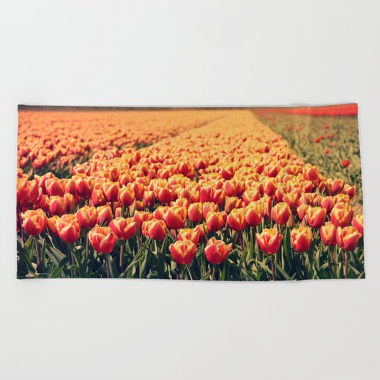Tulips field #6 Beach Towel