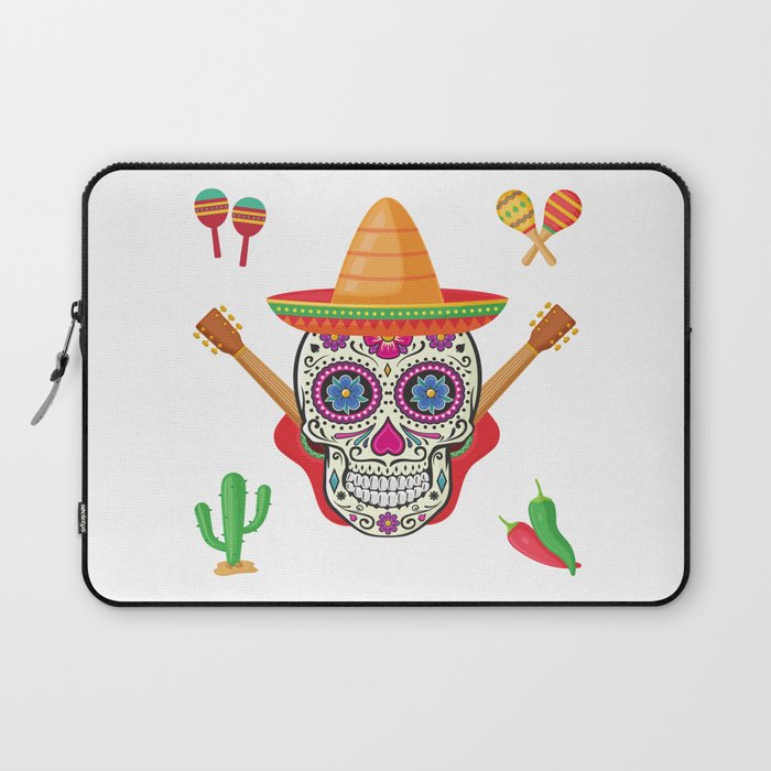 Skull Mandala Celebrating A Spanish Holiday With A Smile Laptop Sleeve