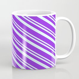 [ Thumbnail: Light Cyan & Purple Colored Stripes Pattern Coffee Mug ]