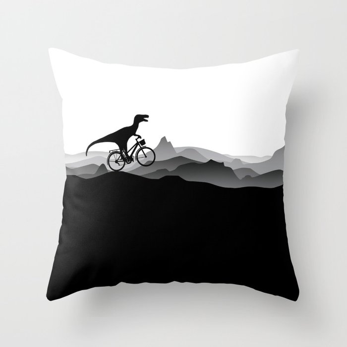 DINO Bicycle - Dinosaur on bicycle - T-rex - Dino Collection Throw Pillow