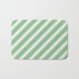 [ Thumbnail: Dark Sea Green & White Colored Lines Pattern Bath Mat ]