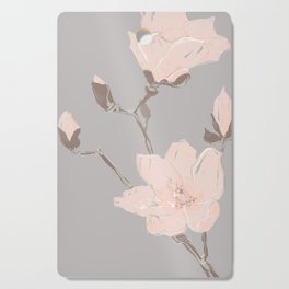 Magnolia flower Japanese minimalism style artwork in retro colors gray Cutting Board
