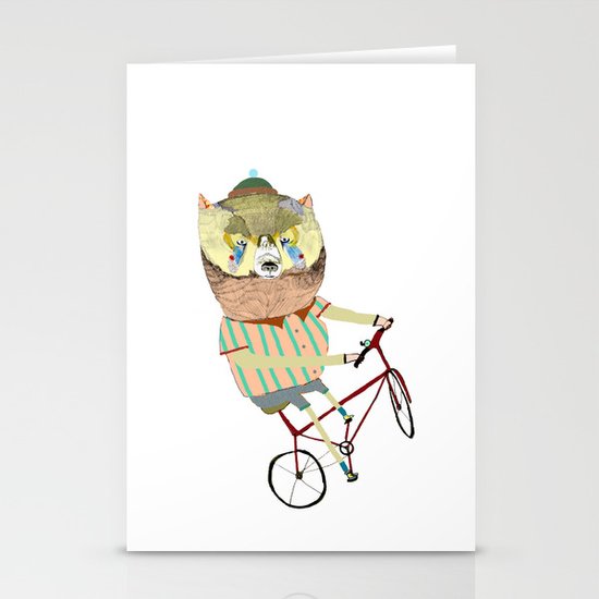 Biking, bike, bikes, biker, bear, Stationery Cards