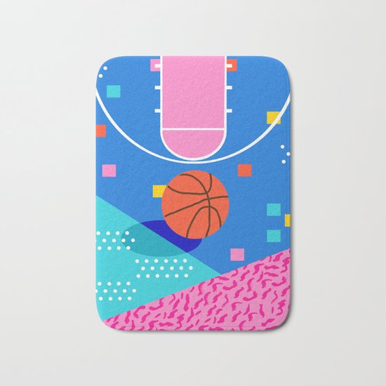Shot Caller - memphis retro basketball sports athletic art design neon throwback 80s style Bath Mat