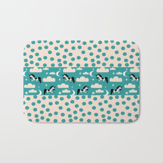 Unicorn Teal patchwork Bath Mat