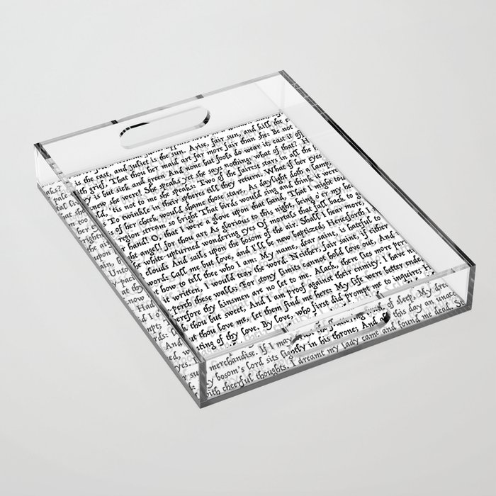 Love Letter Shakespeare Romeo & Juliet Pattern Acrylic Tray by