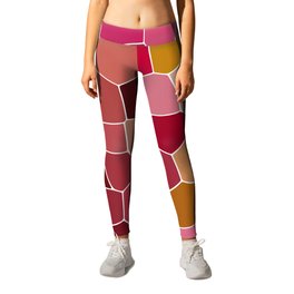 Hexagon Abstract Pink_Olive Leggings