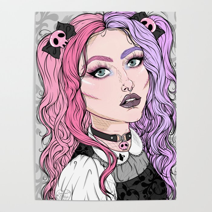 Pastel Goth Cutie Poster by candycornsketches