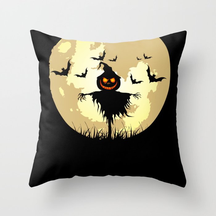 Evil Pumpkin Halloween Pillow