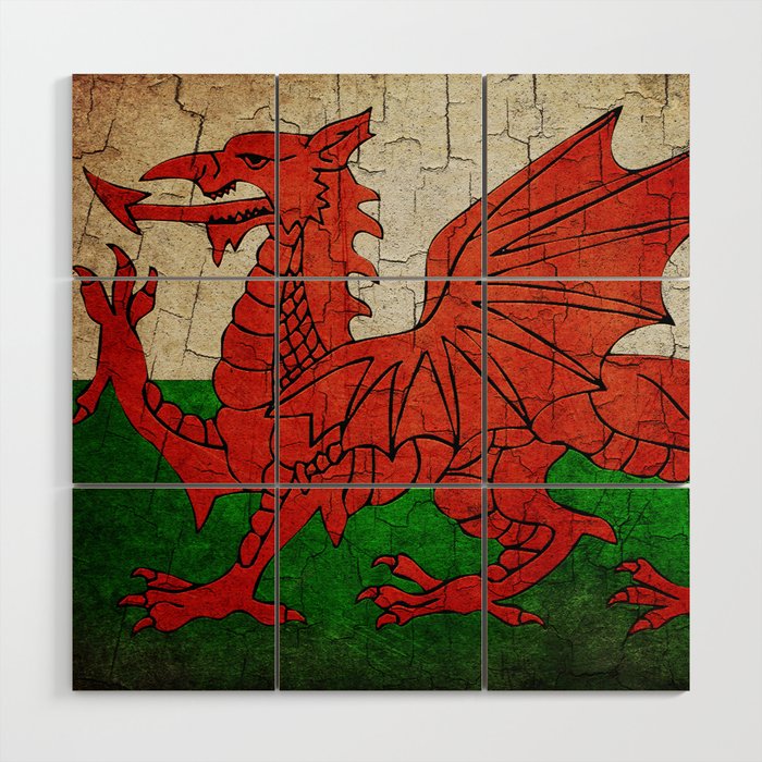 Vintage Wales flag Wood Wall Art