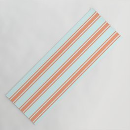 [ Thumbnail: Light Cyan and Light Salmon Colored Stripes/Lines Pattern Yoga Mat ]