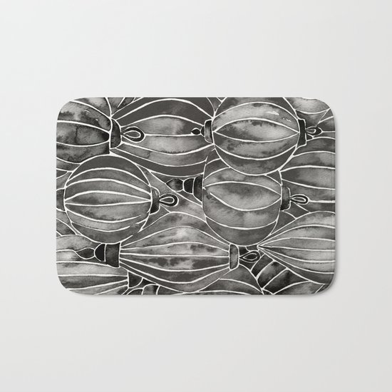Black Vietnamese Lanterns Bath Mat
